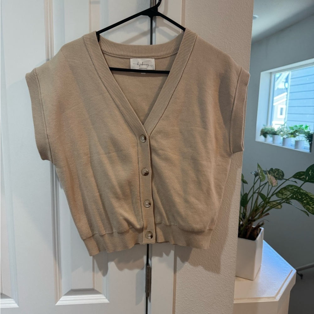 Tan Button-Up Cardigan